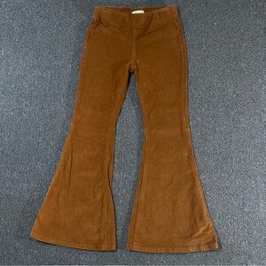 Chelsea & Violet Corduroy Flare Pants Tan Brown Elastic Waist 70s Retro Girl's L